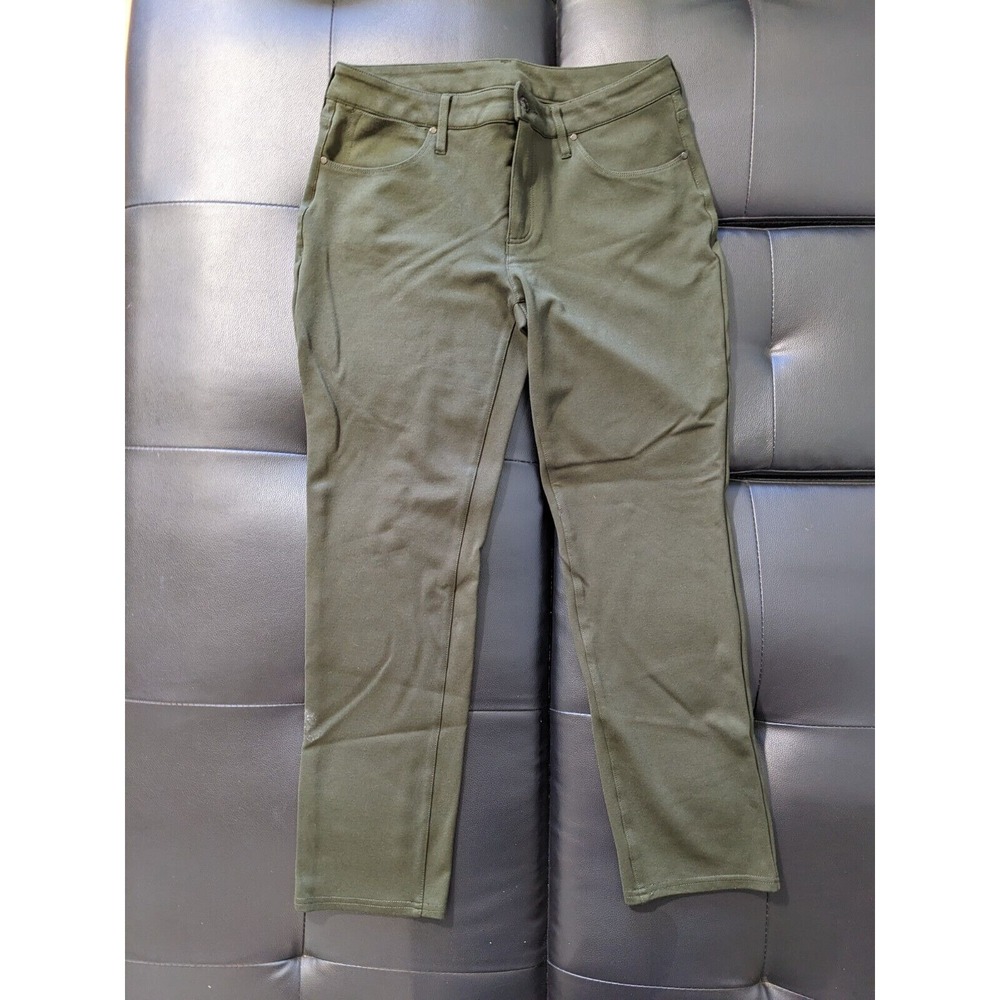 Chico's Pants Womens 8 Olive Green Chino Mid Rise Skinny Stretch Cotton Casual